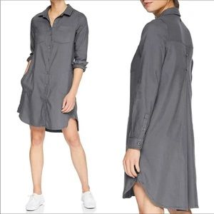 Prana Yarrow Button Up Shirt Dress in Noir Blue